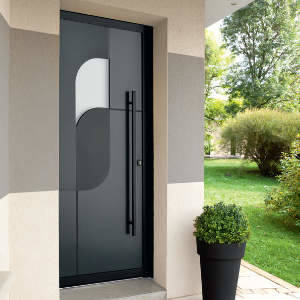 Porte d'entrée contemporaine cadre Noir Ligne Art Déco & Eclipse au Store Niortais