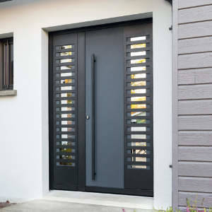 Porte d'entrée contemporaine cadre Noir Ligne Luma A au Store Niortais