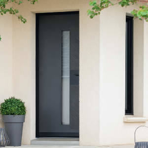 Porte d'entrée contemporaine cadre Noir Ligne Minéral au Store Niortais