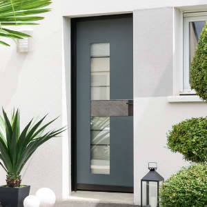 Porte d'entrée contemporaine cadre Noir Ligne Samouraï au Store Niortais